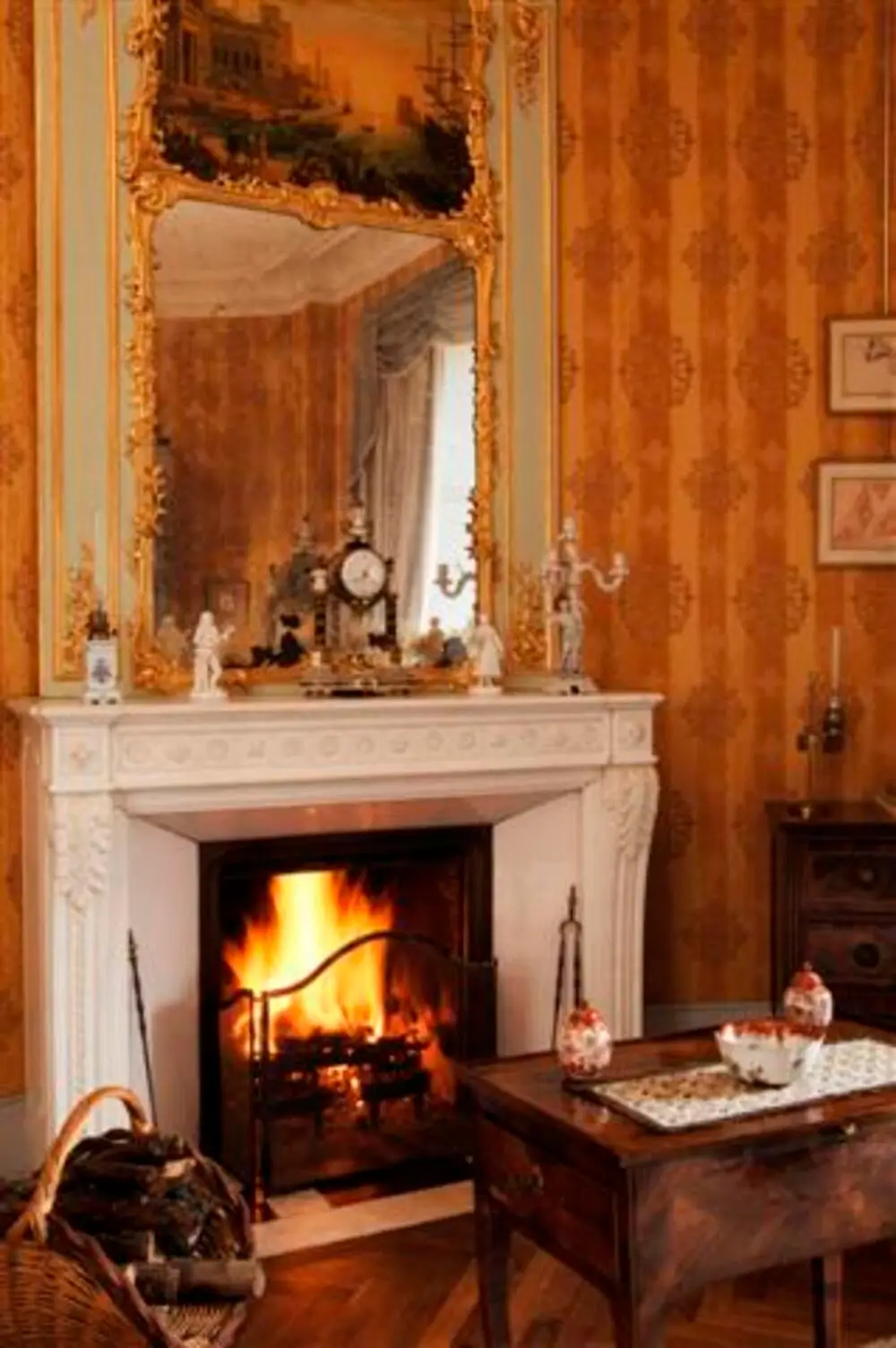 Photo de la cheminée de la chambre de la Baronne Alquier